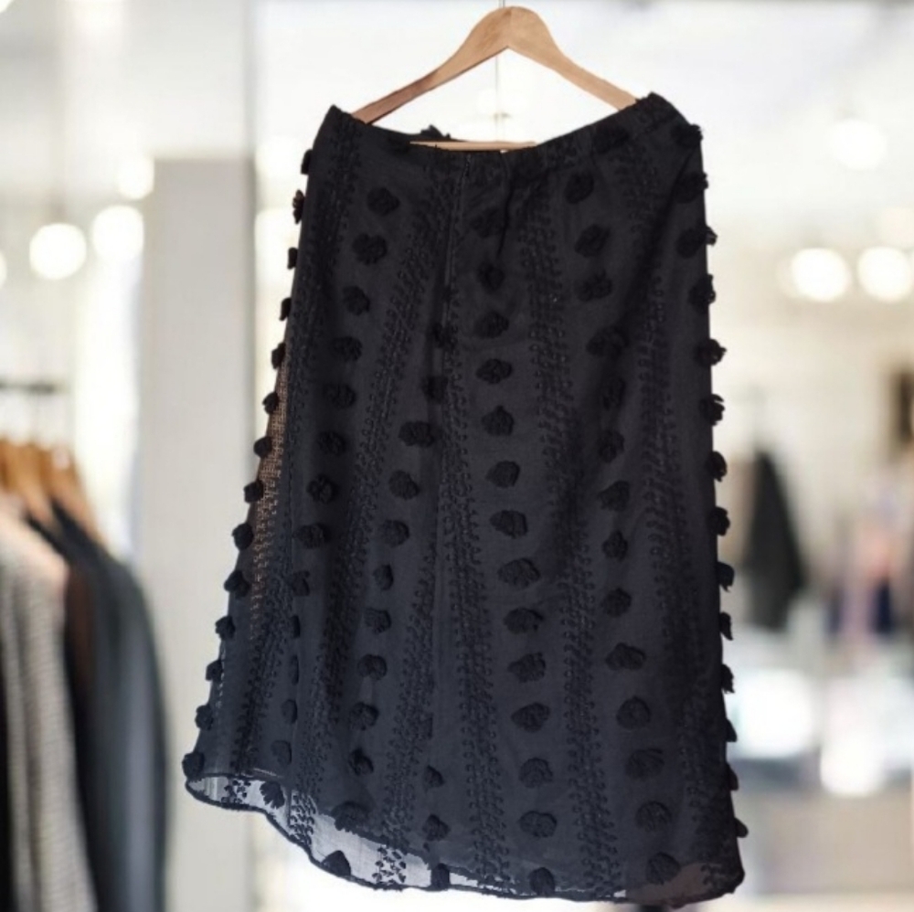 Polagram Elastic Waist Swiss Dot Midi Skirt Size Large.
